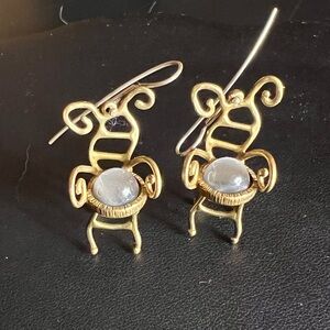 LUNA PARC~RARE~ Vintage Bronze Metal Chairs with Stone Earrings